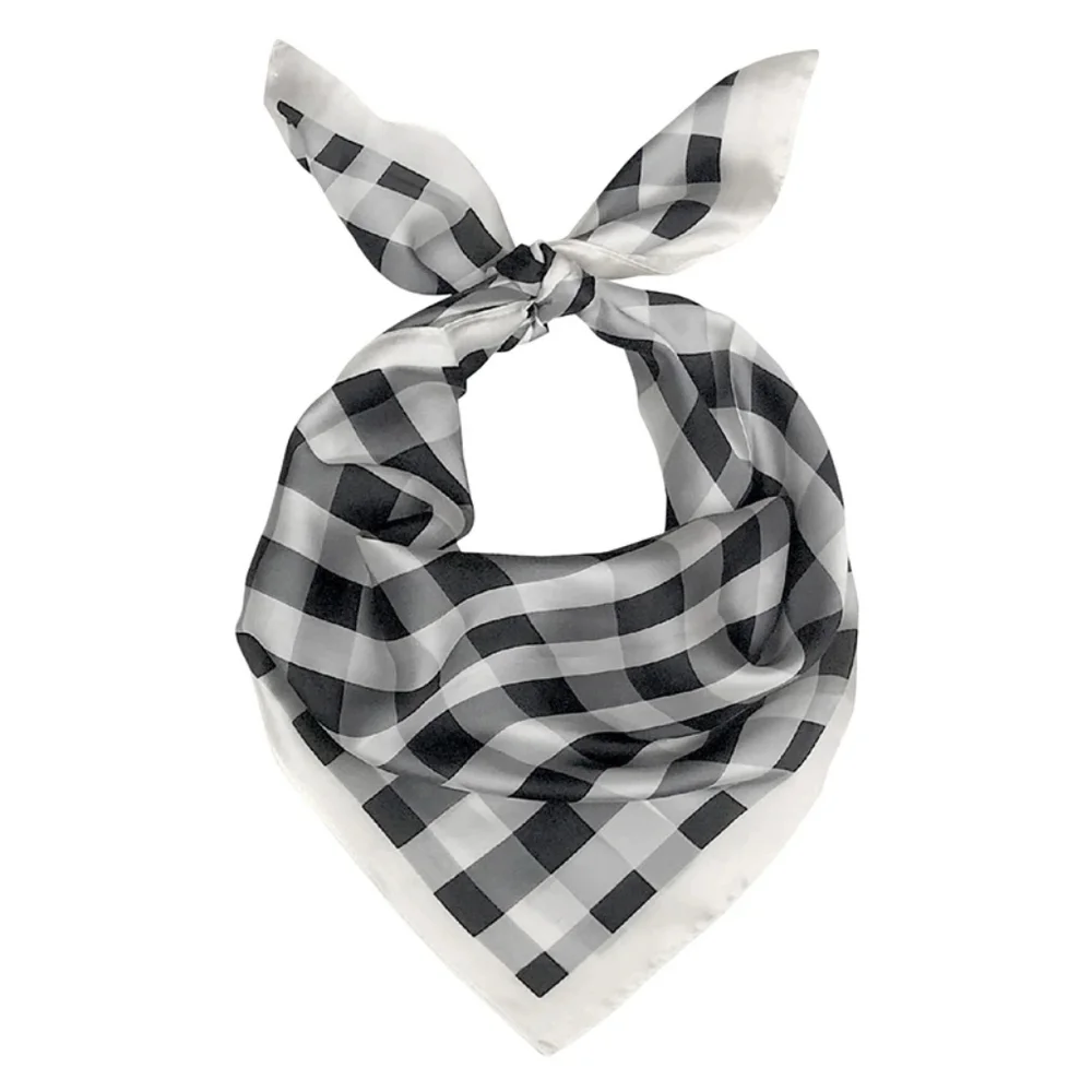 H by Halston Black and White Tonal Checkered Hair Scarf